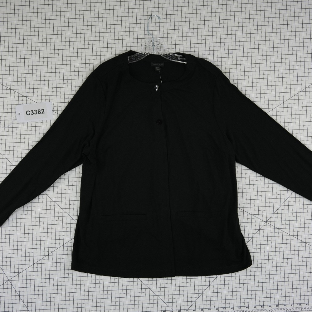 New J. Jill Wearever Blazer Jacket Women's Size 2X Black Single Button Pockets - Picture 6 of 6